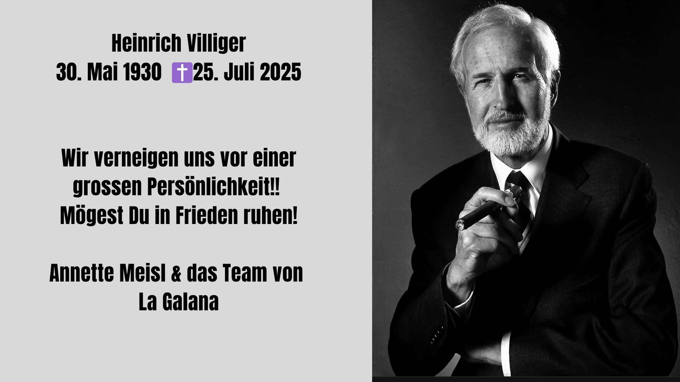 edenkbild für Heinrich Villiger (1930–2025) – Nachruf von Annette Meisl und dem Team von La Galana für die große Persönlichkeit der Zigarrenwelt
