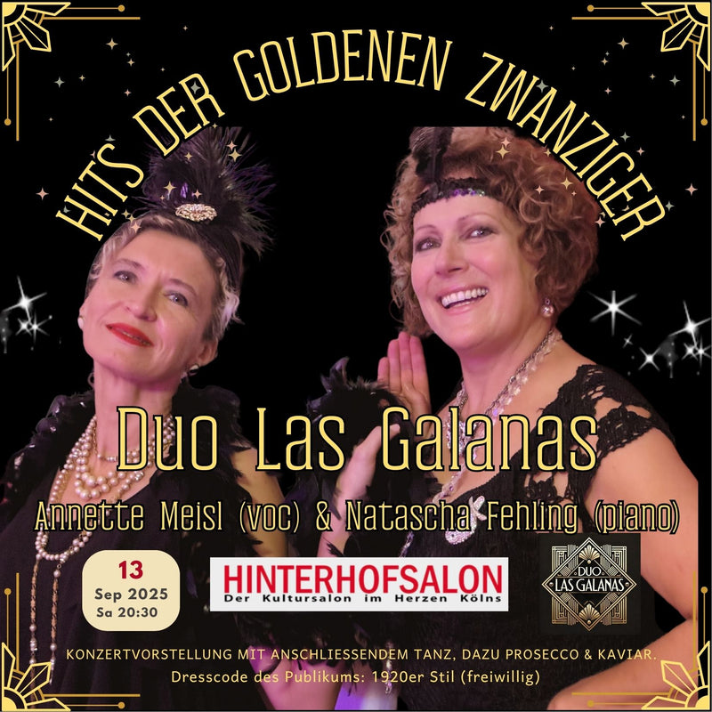 Hits der goldenen wanziger Jahre - 20er Jahre - Livemusik im Hinterhofsalon Köln mit Annette Meisl, bekannt mit dem Buch "Fünf Männder für mich!"