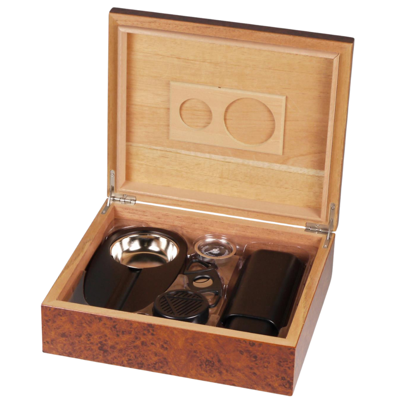 Humidor set black with leather look - 25 cigars