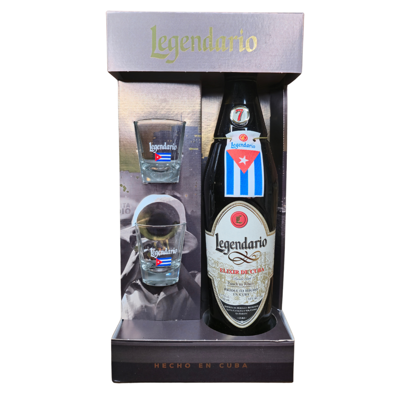 Nur für kurze Zeit im Angebot der Legendario Elixir de Cuba - Rum aus Kuba (Special Edition) mit exklusiven Gläsern, ideal als Weinachtsgeschenk.

Dieser siebenjährige Rum ist unser Bestseller und der Liebling in unserer La Galana Lounge! Sein verführerischer, süßer Geschmack überzeugt selbst diejenigen, die es sonst eher trocken mögen. Der&nbsp;Elixir de Cuba stammt aus dem Hause Legendario. Er ist ein beliebter Rumlikör., bei dem der dunkle Melasse Rum mit Rosinen verfeinert und auf&nbsp;weniger als 37,5%