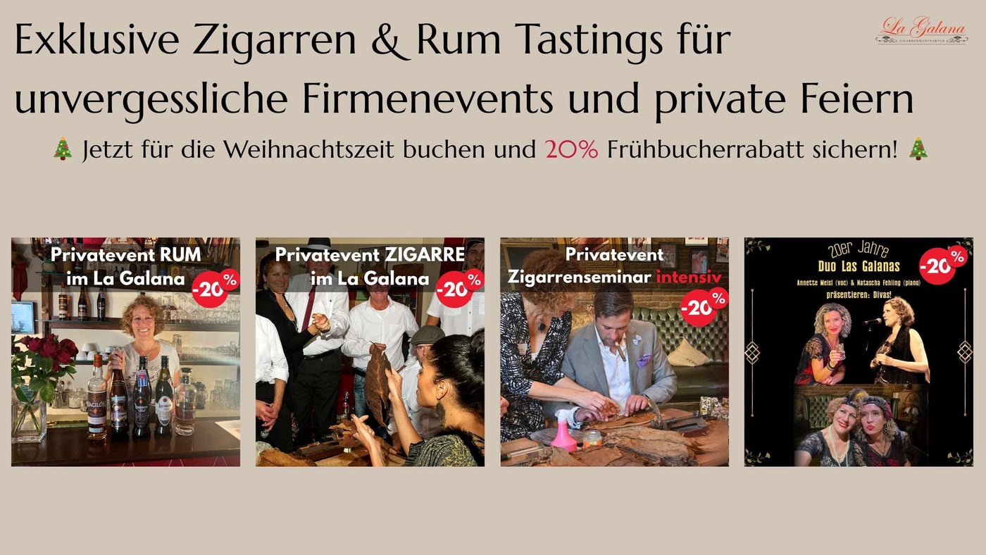 Exklusive Zigarren & Rum Seminare für Firmen und Privatpersonen. 20er Jahre Gatsby Partys, Weihnachtsfeiern, Tastings. Jetzt buchen!